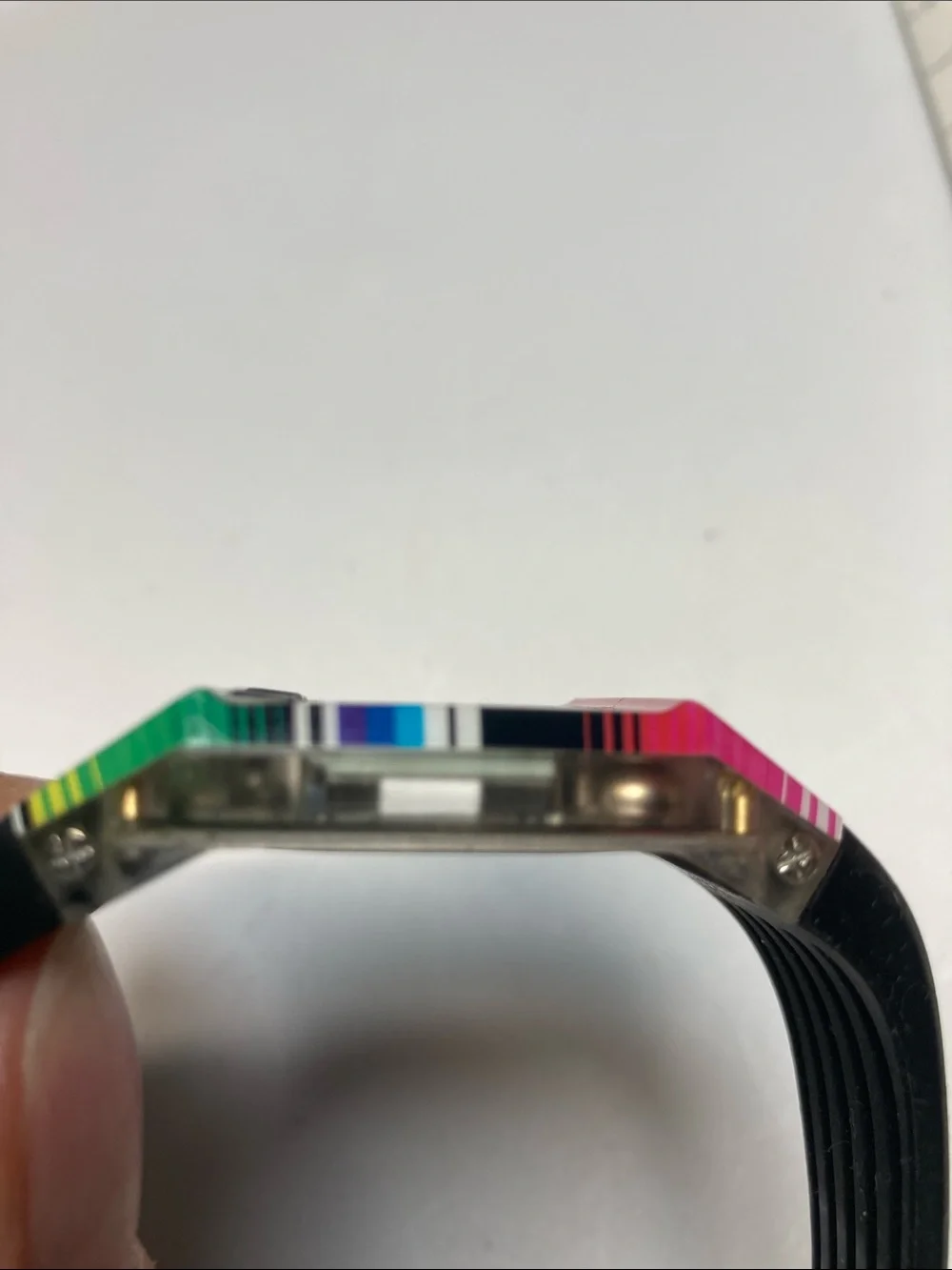 Nixon The Comp S, Digital Watch - Pink, Green & Black Stripes, new battery